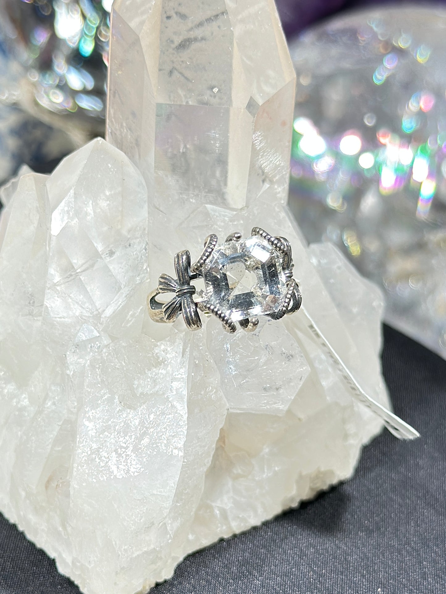 White crystal S925 silver ring