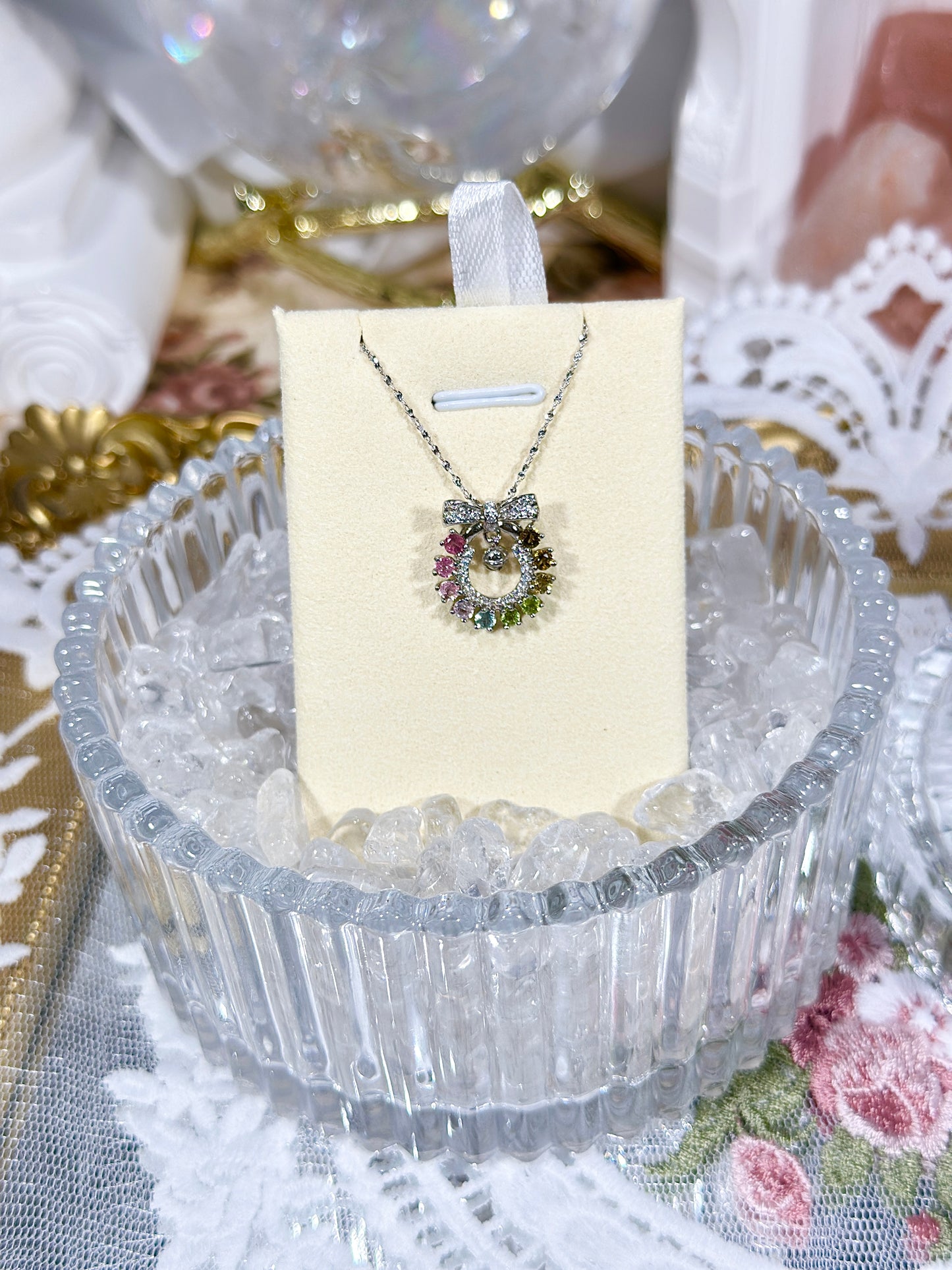 Tourmaline Butterfly Hoop Necklace S925 Silver