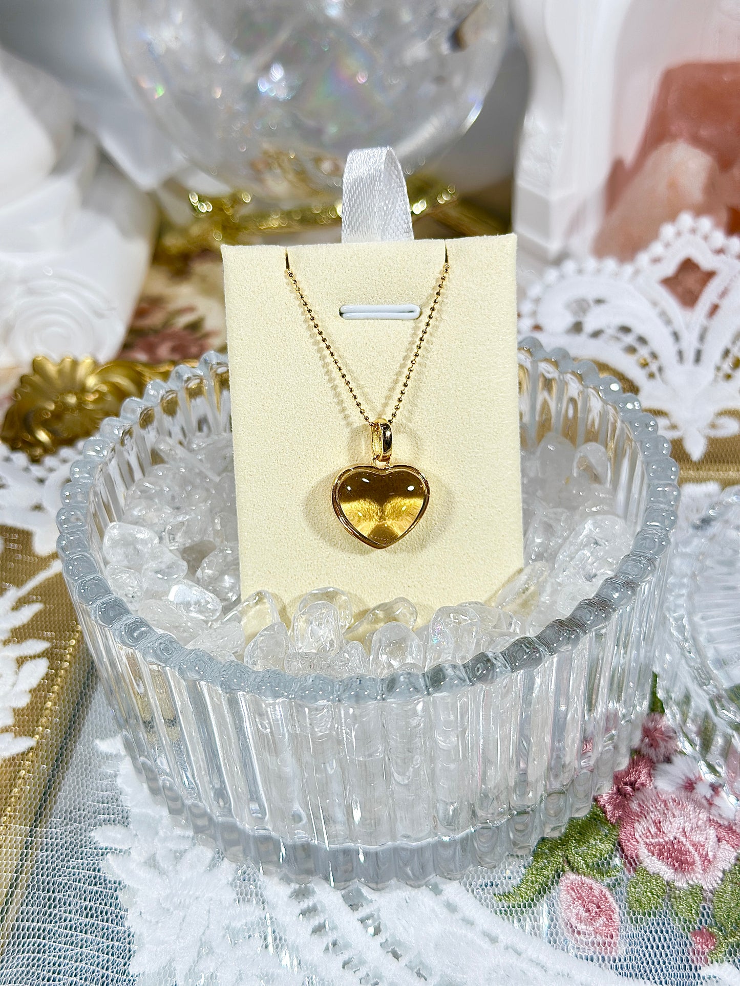 Citrine Heart Necklace S925 Silver
