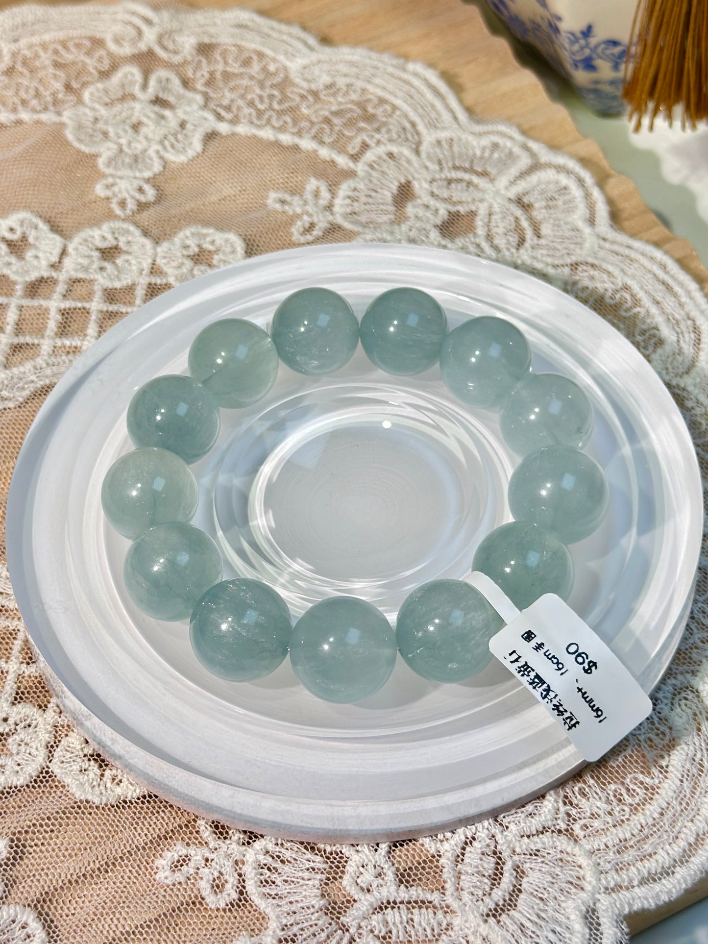 Brushed light blue fluorite