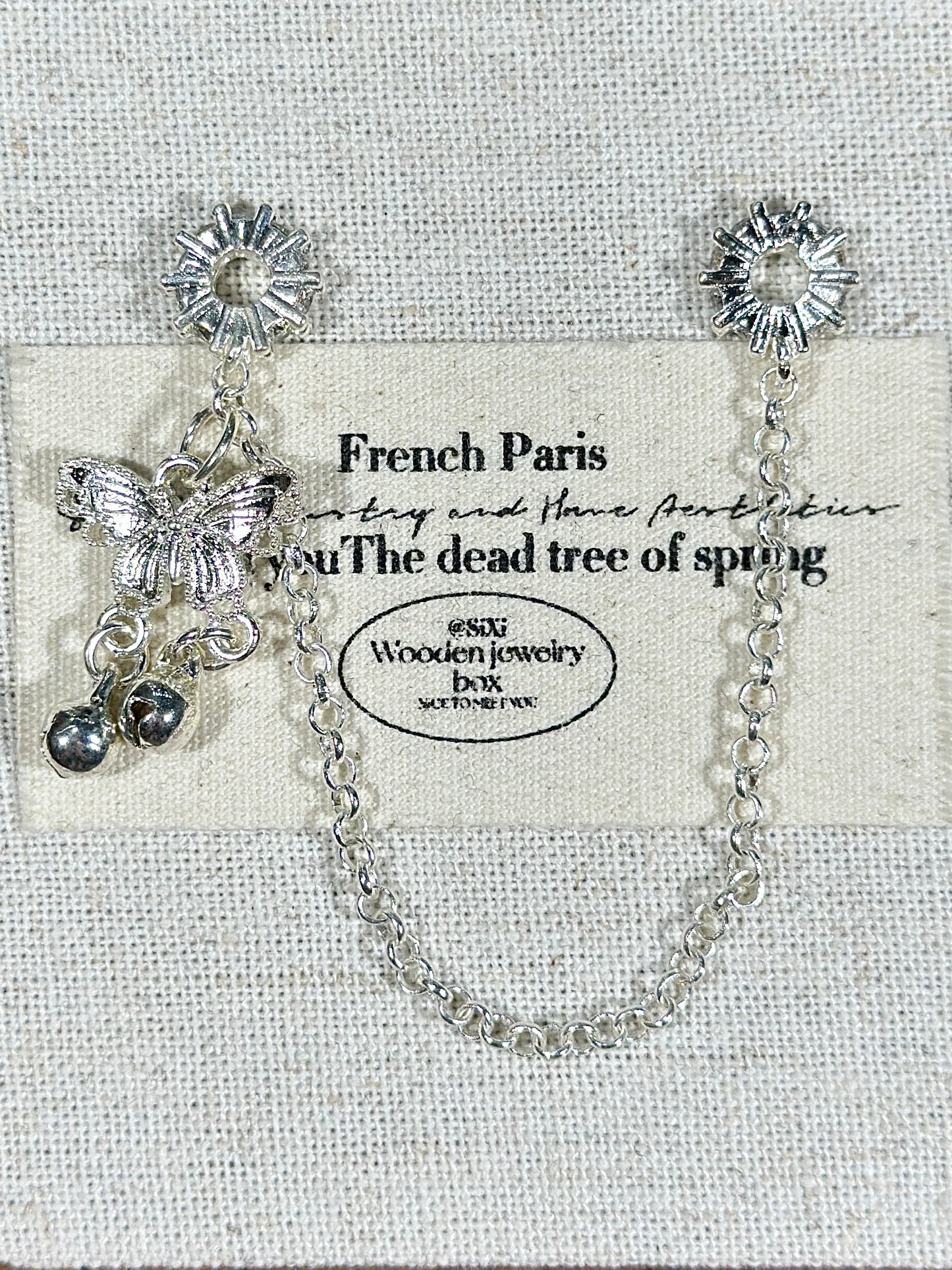 Bright silver butterfly tassel drip safety chain