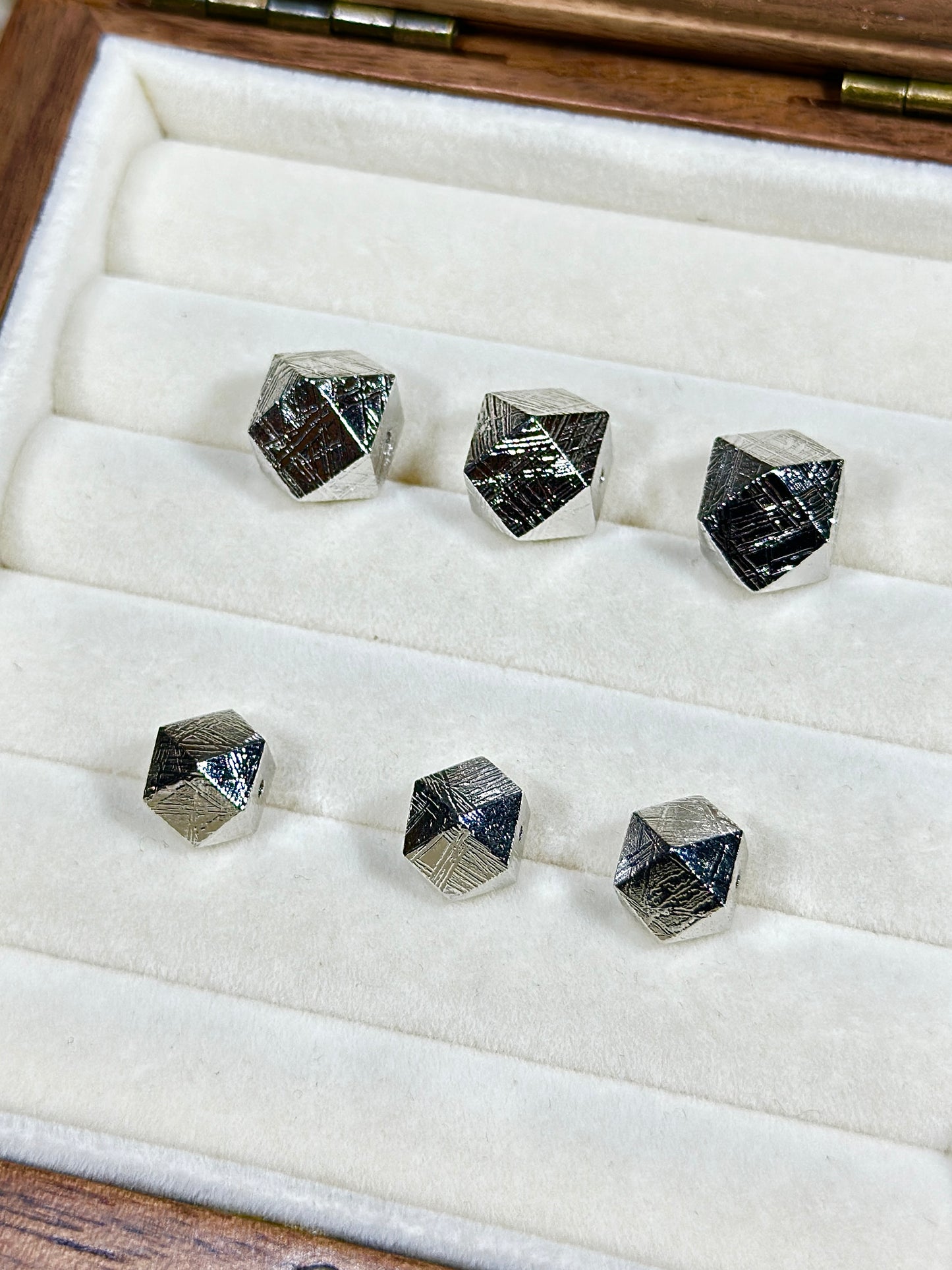 Swedish iron meteorite spacer beads