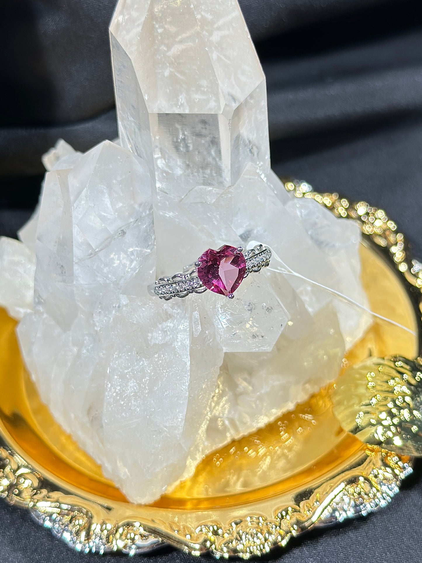 粉托帕石S925银戒指