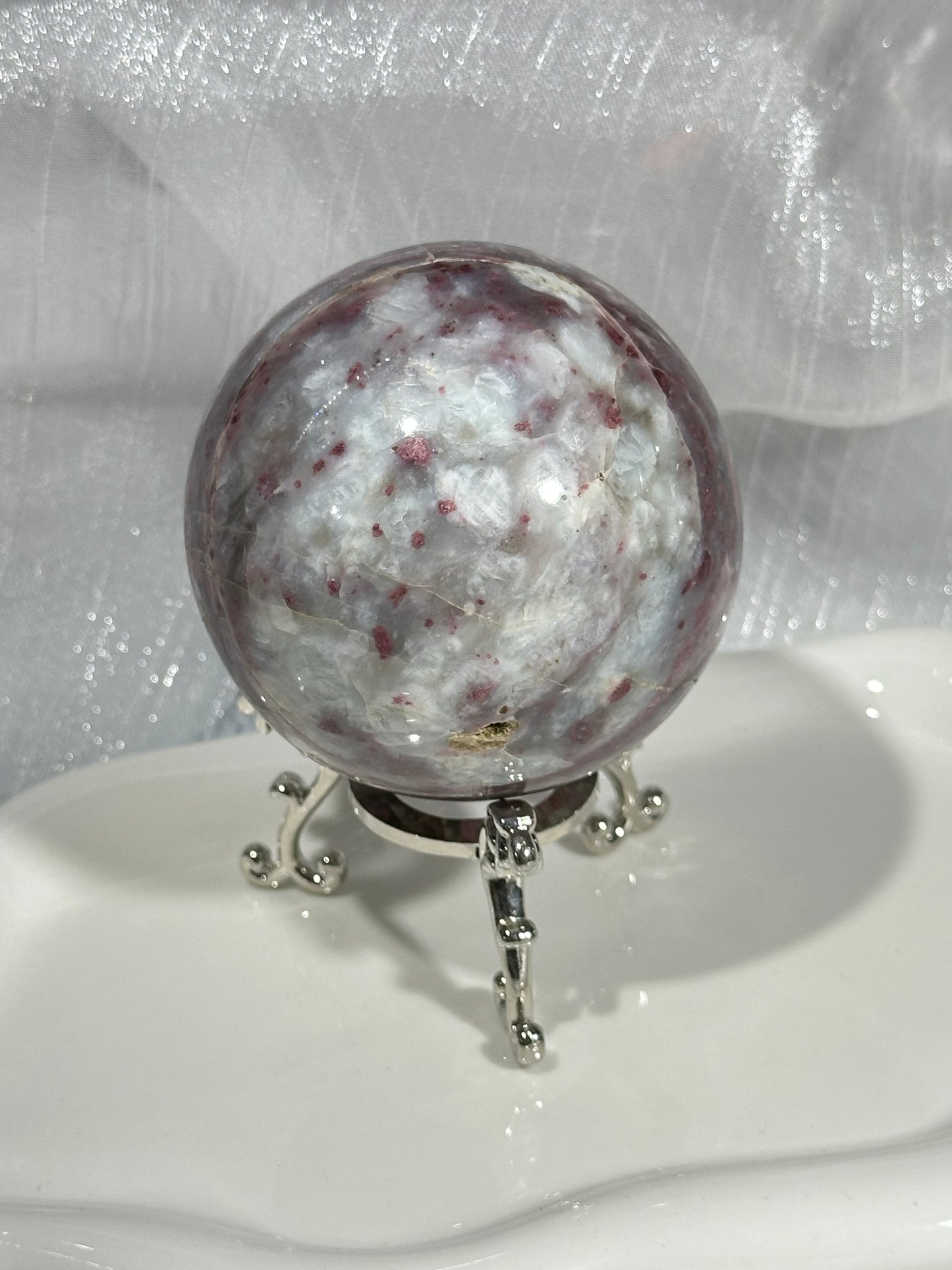 Plum Blossom Tourmaline Crystal Ball