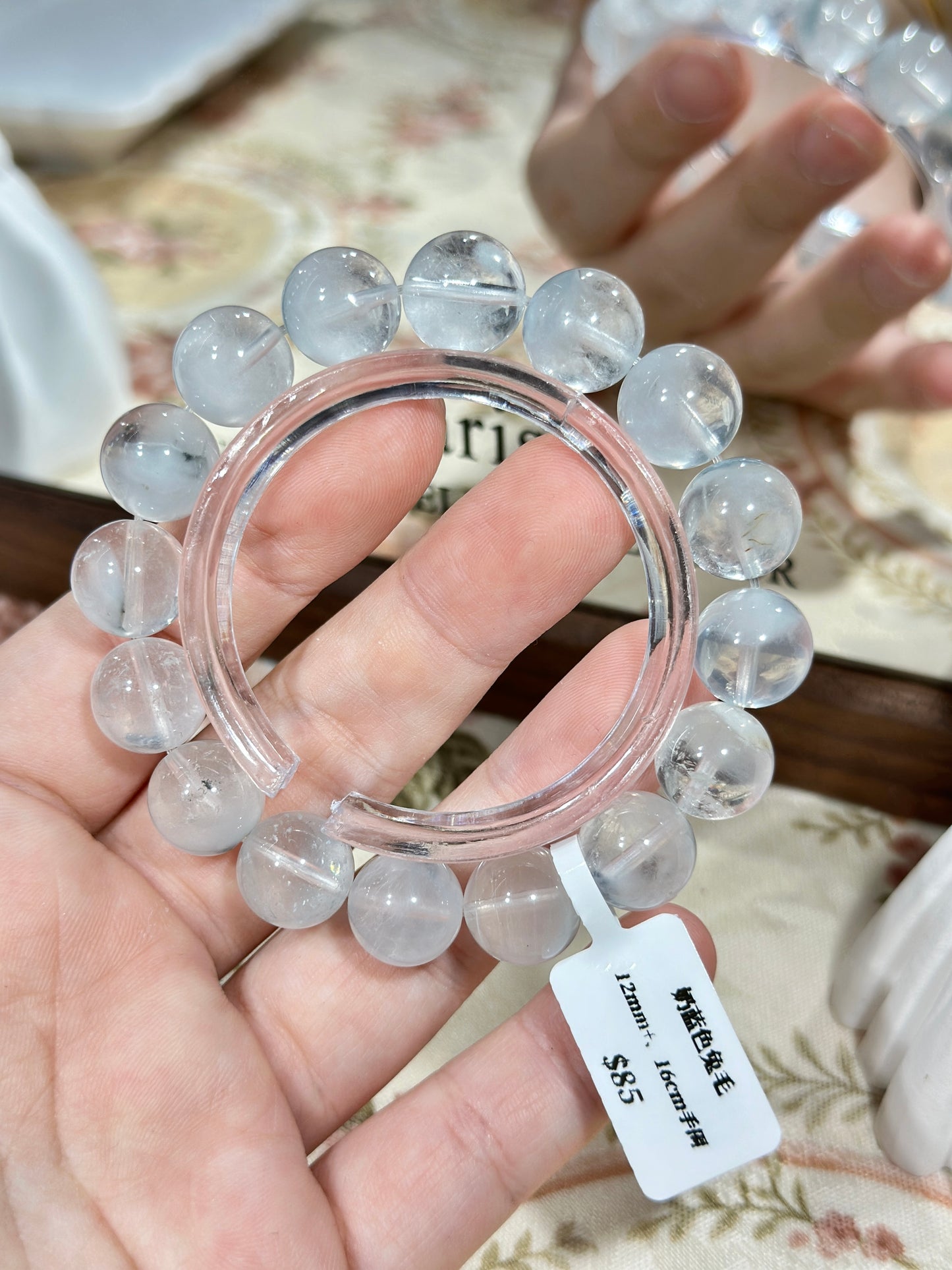 Cream blue rabbit fur