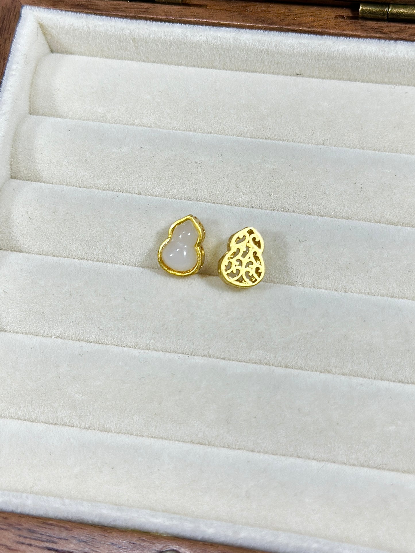 White Hetian Jade Gourd Spacer Beads