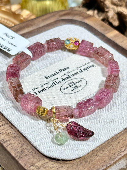 Full pink tourmaline sugar cubes