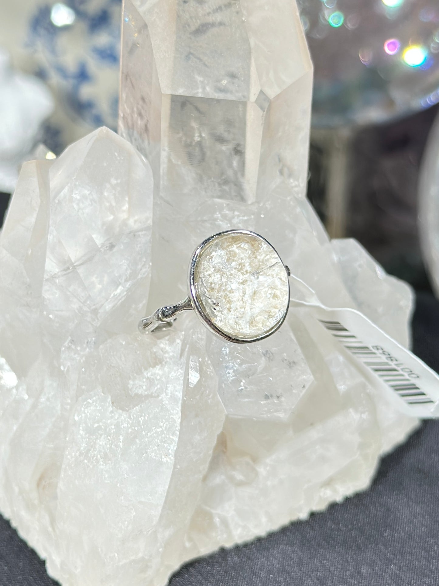 White Ghost Crystal S925 Silver Ring