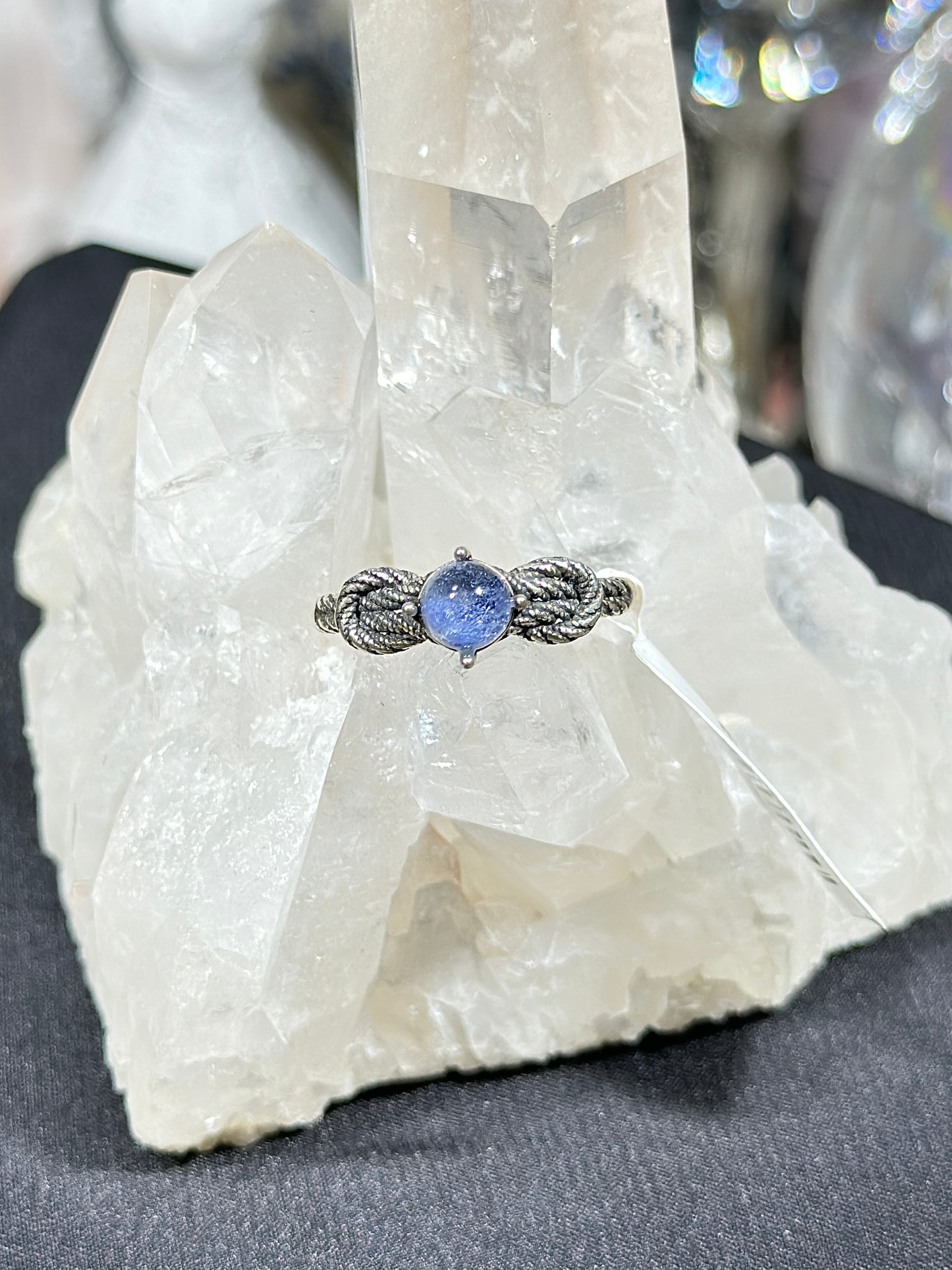 蓝线石S925银戒指