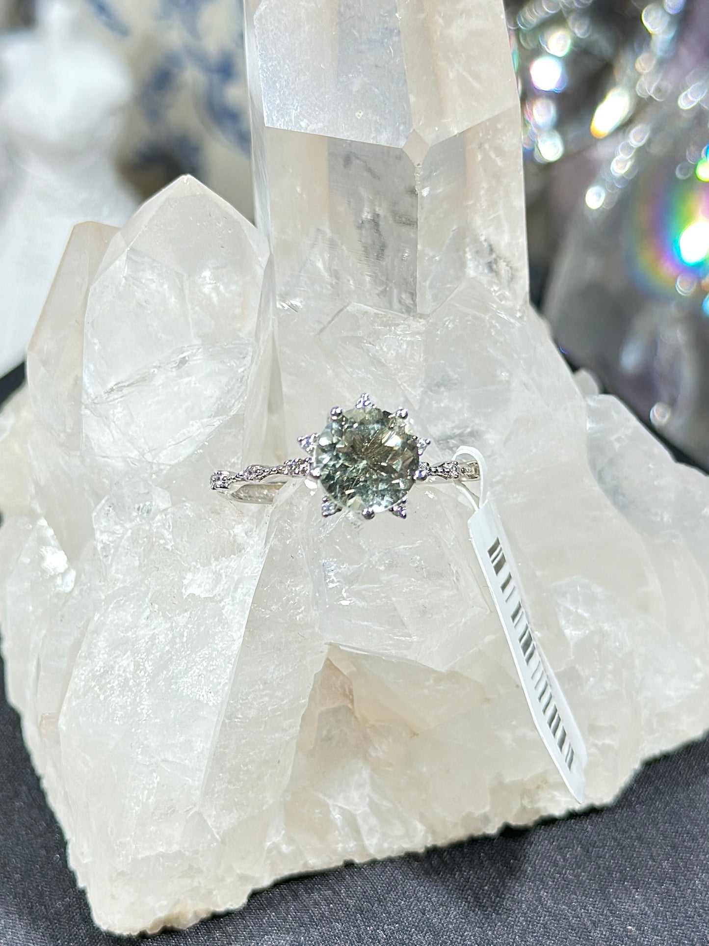 绿水晶S925银戒指