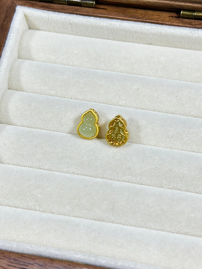 Green Hetian Jade Gourd Spacer Beads