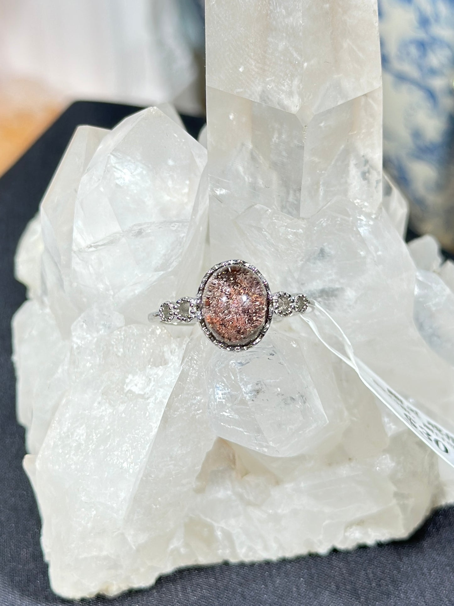 Purple Pink Ghost Crystal S925 Silver Ring