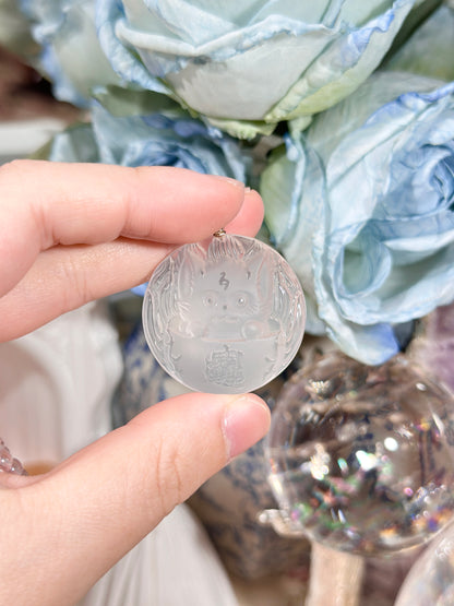 Pink quartz fox necklace
