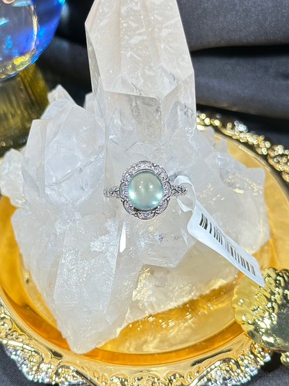 Green Prehnite S925 Silver Ring