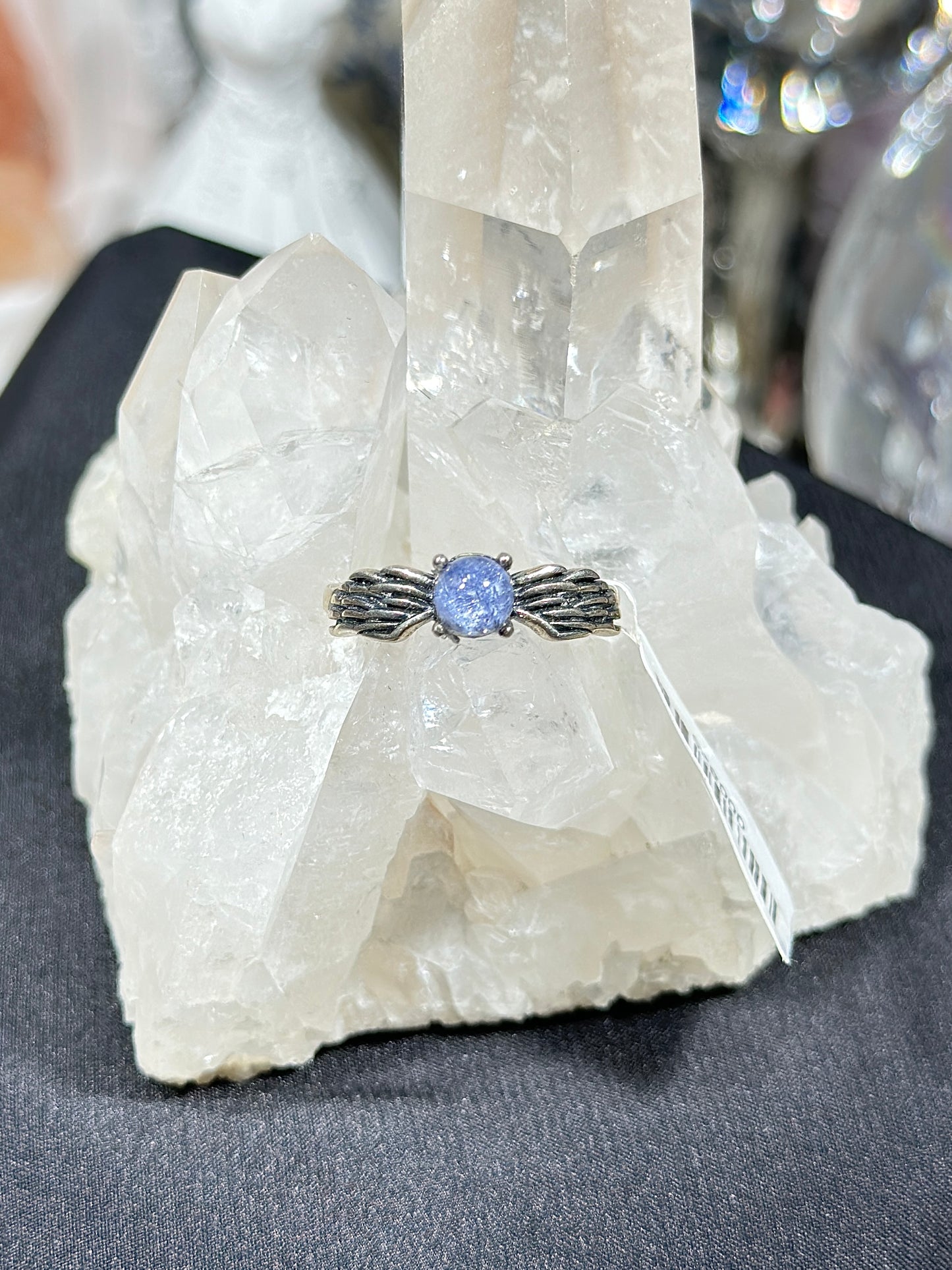 蓝线石S925银戒指