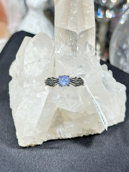 蓝线石S925银戒指