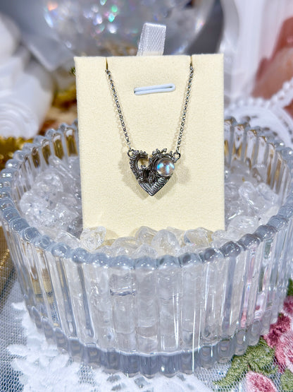 Gray Moonlight Love Wave Necklace S925 Silver