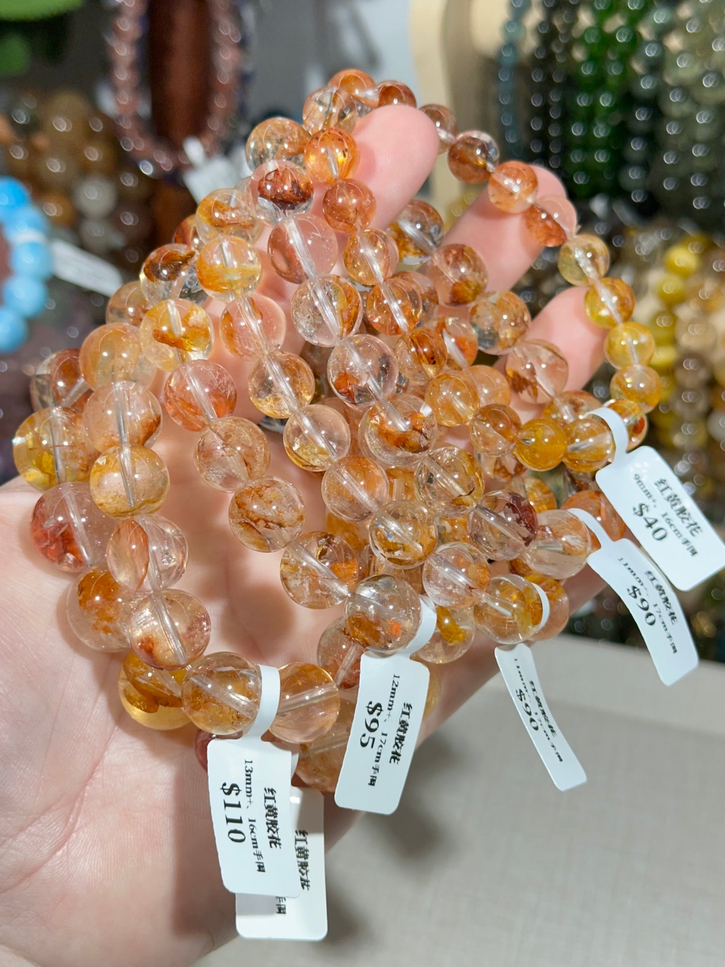 Red and yellow gum flower crystal