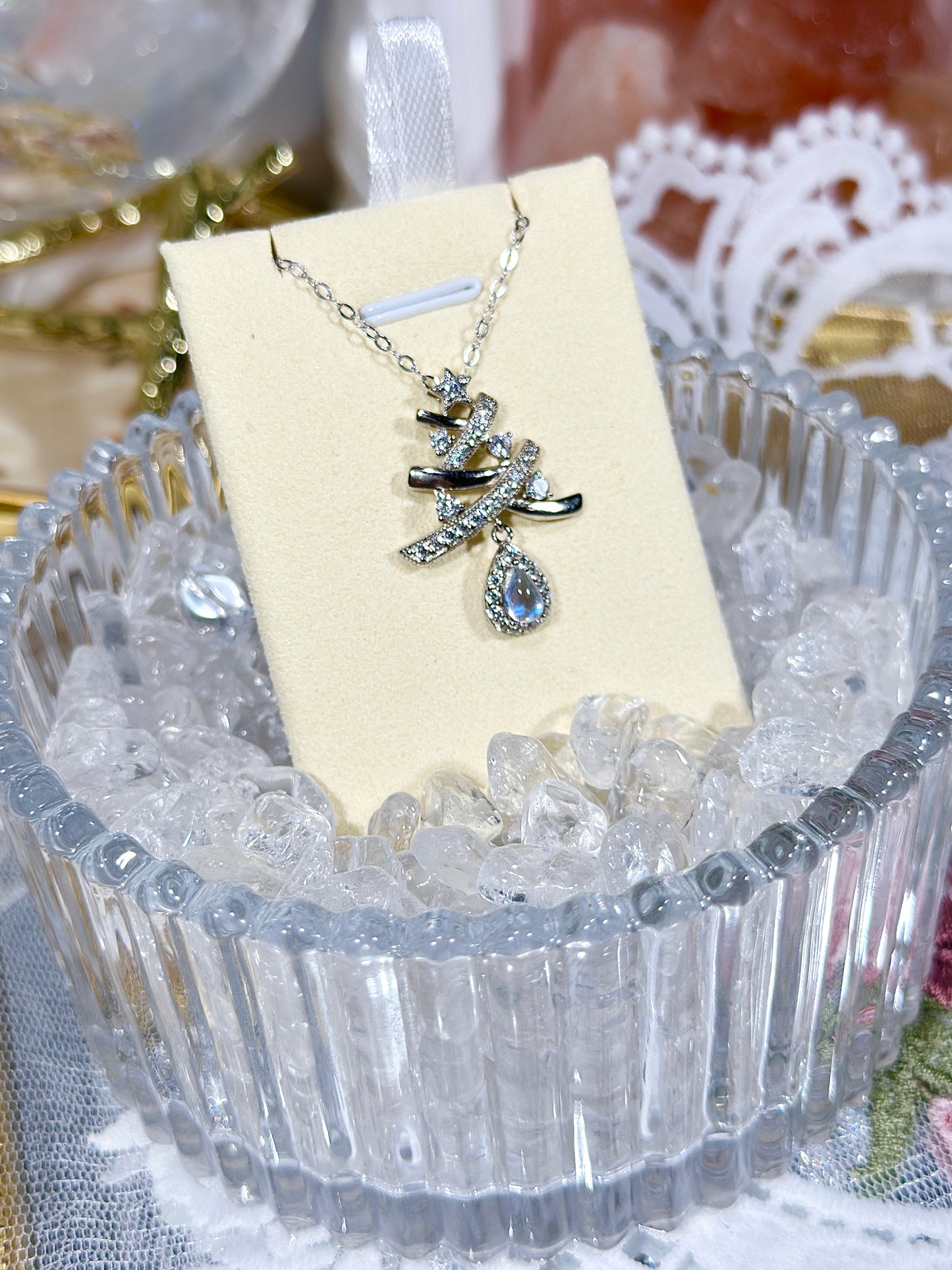 Blue Moonlight Christmas Tree Necklace S925 Silver