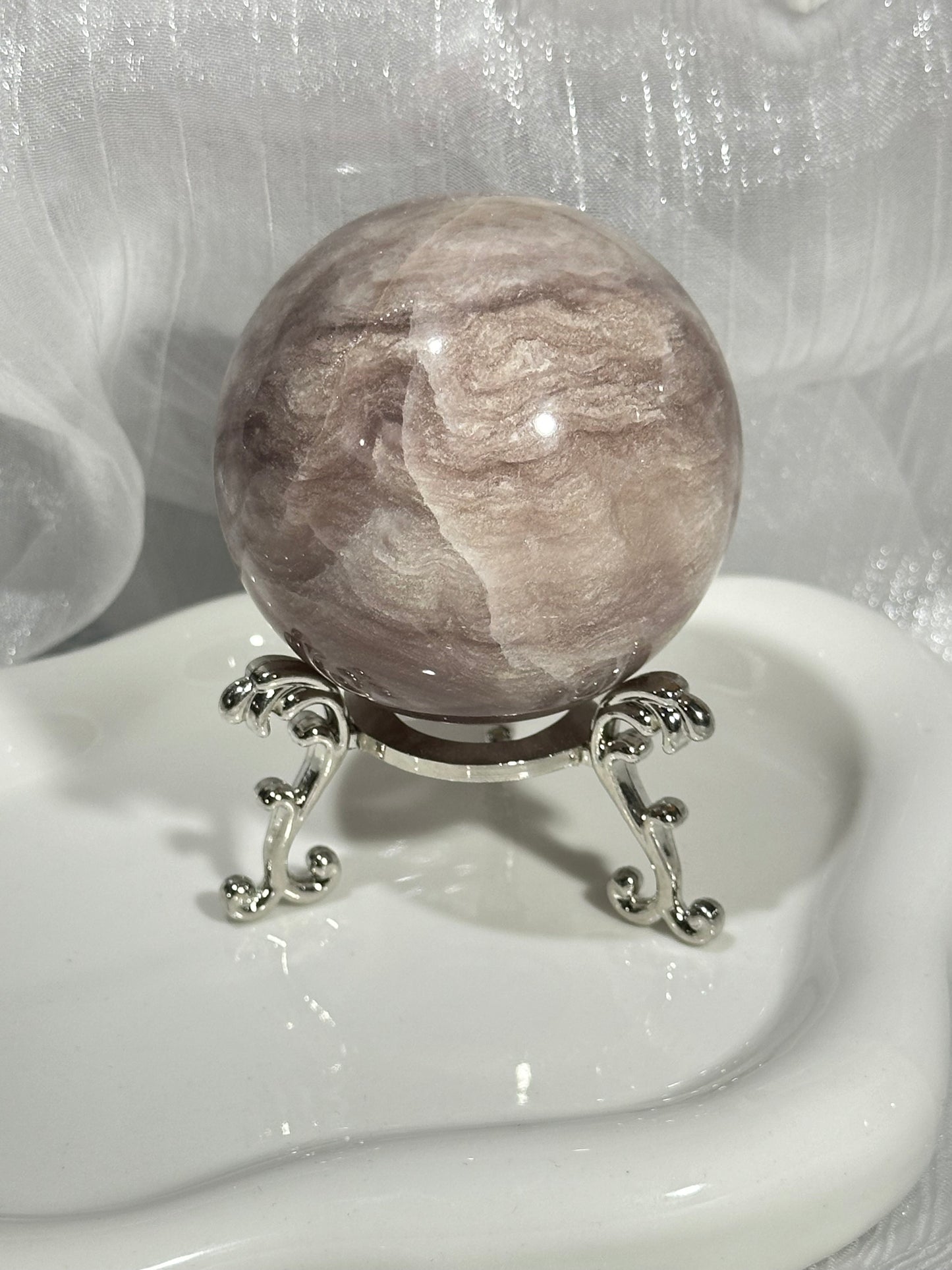 Pink fluorite crystal ball