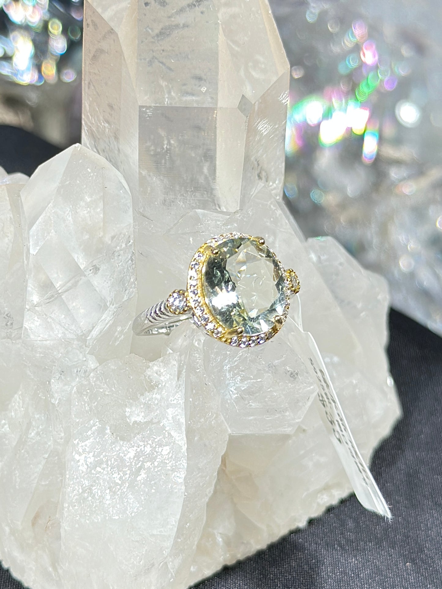 绿水晶S925银戒指