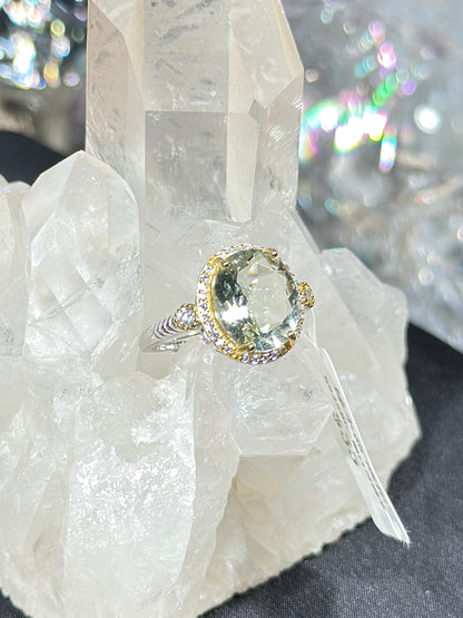 绿水晶S925银戒指