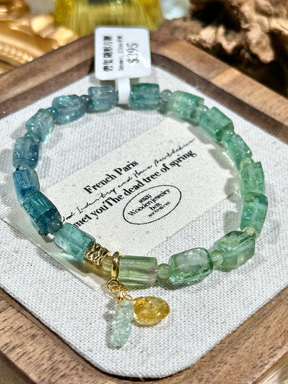 Free-Shaped Sugar Cube Blue Green Tourmaline