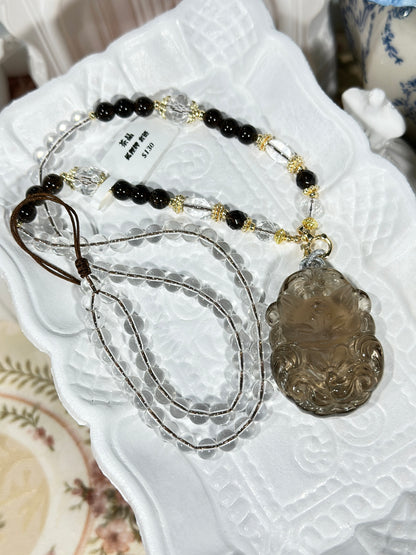 Tea crystal fox necklace