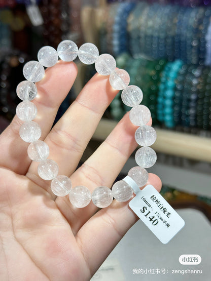 Brushed white rabbit fur crystal