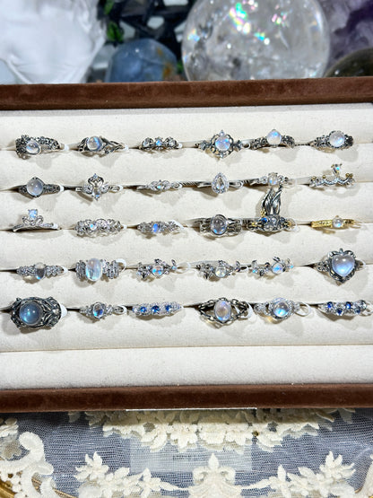 Blue Moonstone Ring S925 Silver