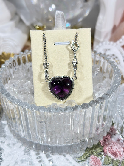 Amethyst Heart Necklace S925 Silver