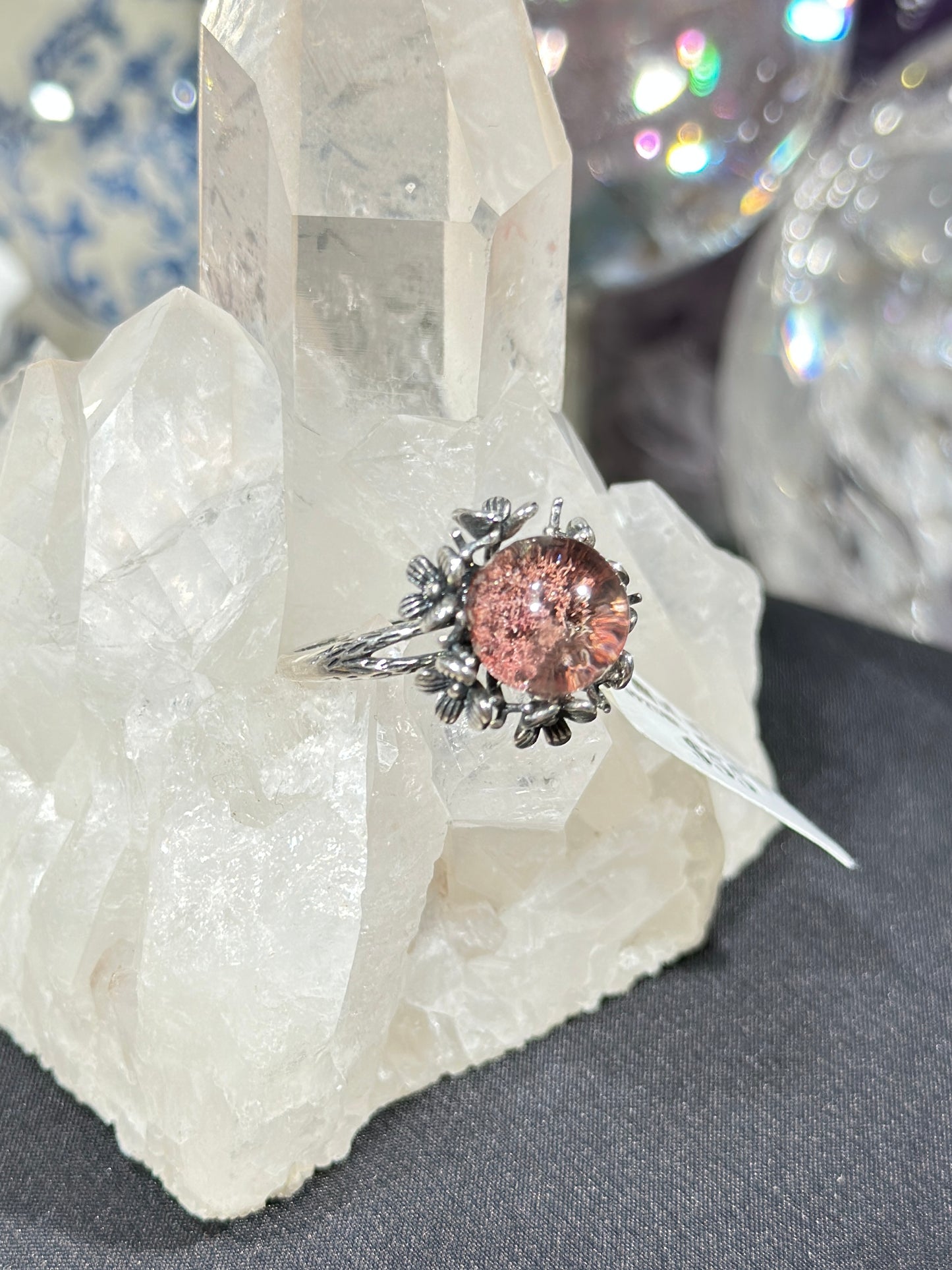 Purple Pink Ghost Crystal S925 Silver Ring