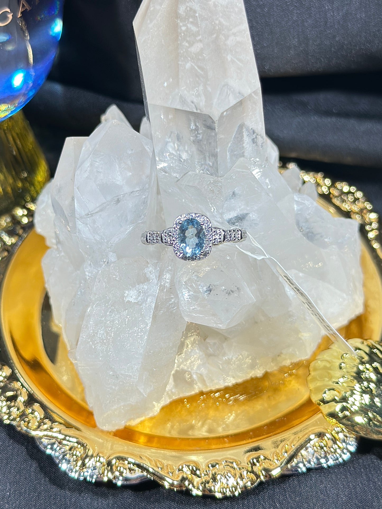 Aquamarine S925 silver ring-3