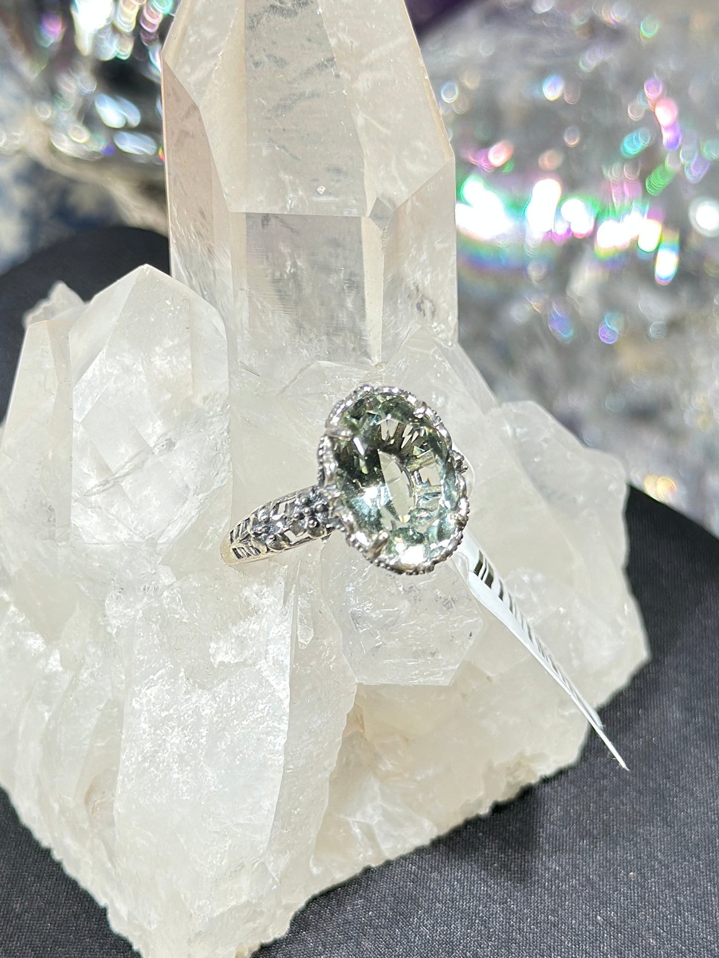 绿水晶S925银戒指