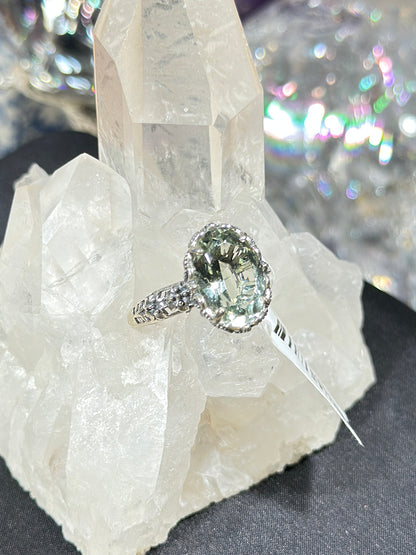 绿水晶S925银戒指