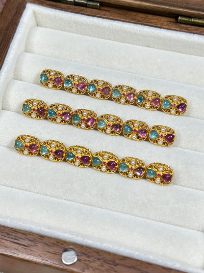 Tourmaline powder blue square spacer beads S925 silver