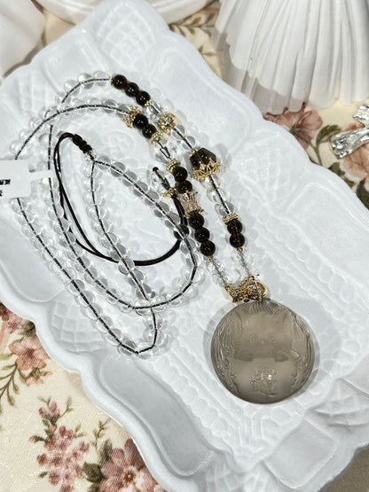 Tea crystal fox necklace