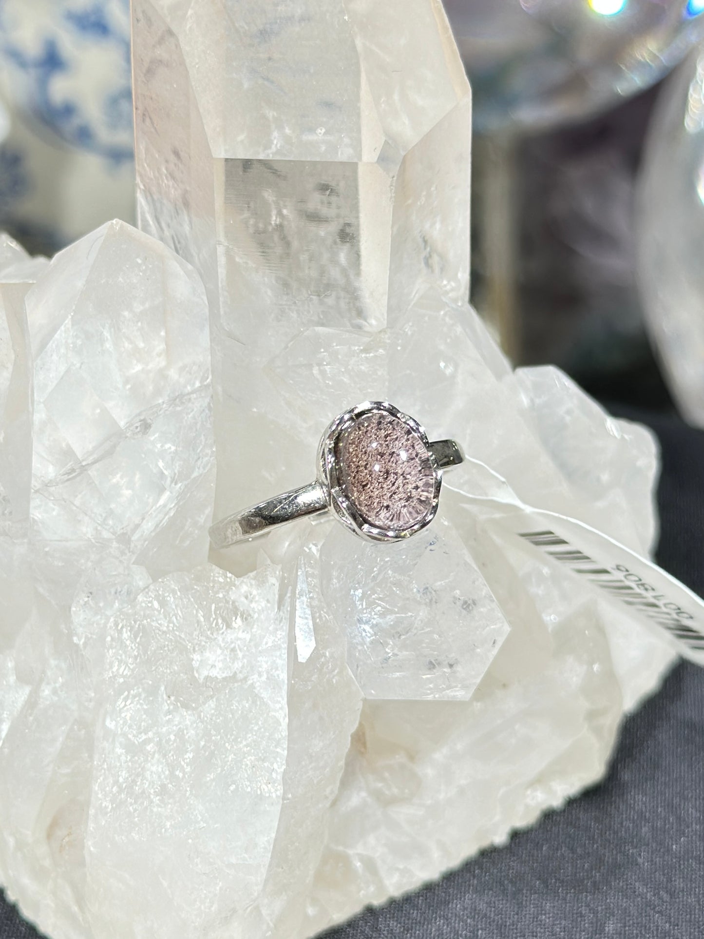 Purple Pink Ghost Crystal S925 Silver Ring