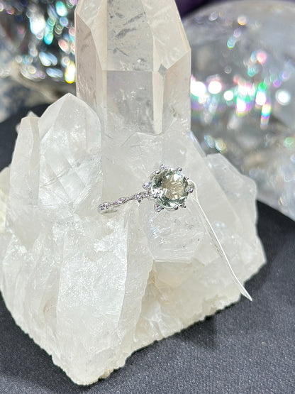 绿水晶S925银戒指