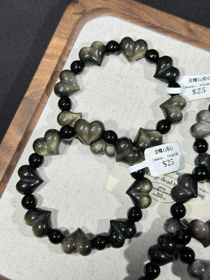 Gold Obsidian Silver Obsidian Heart