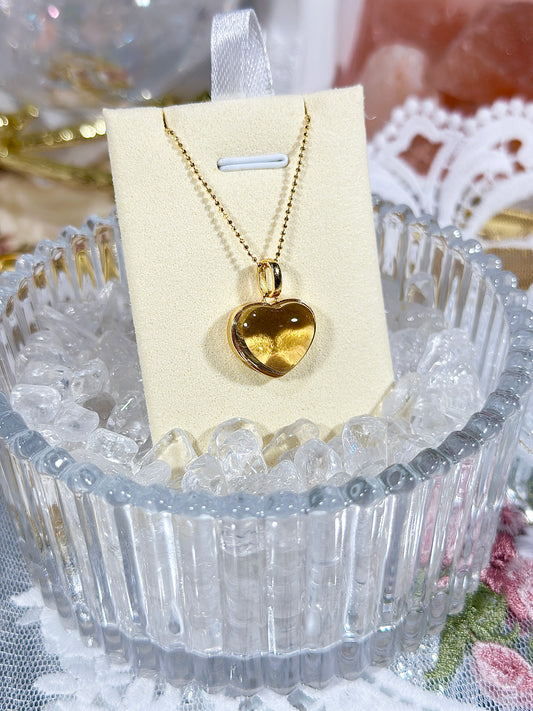 Citrine Heart Necklace S925 Silver