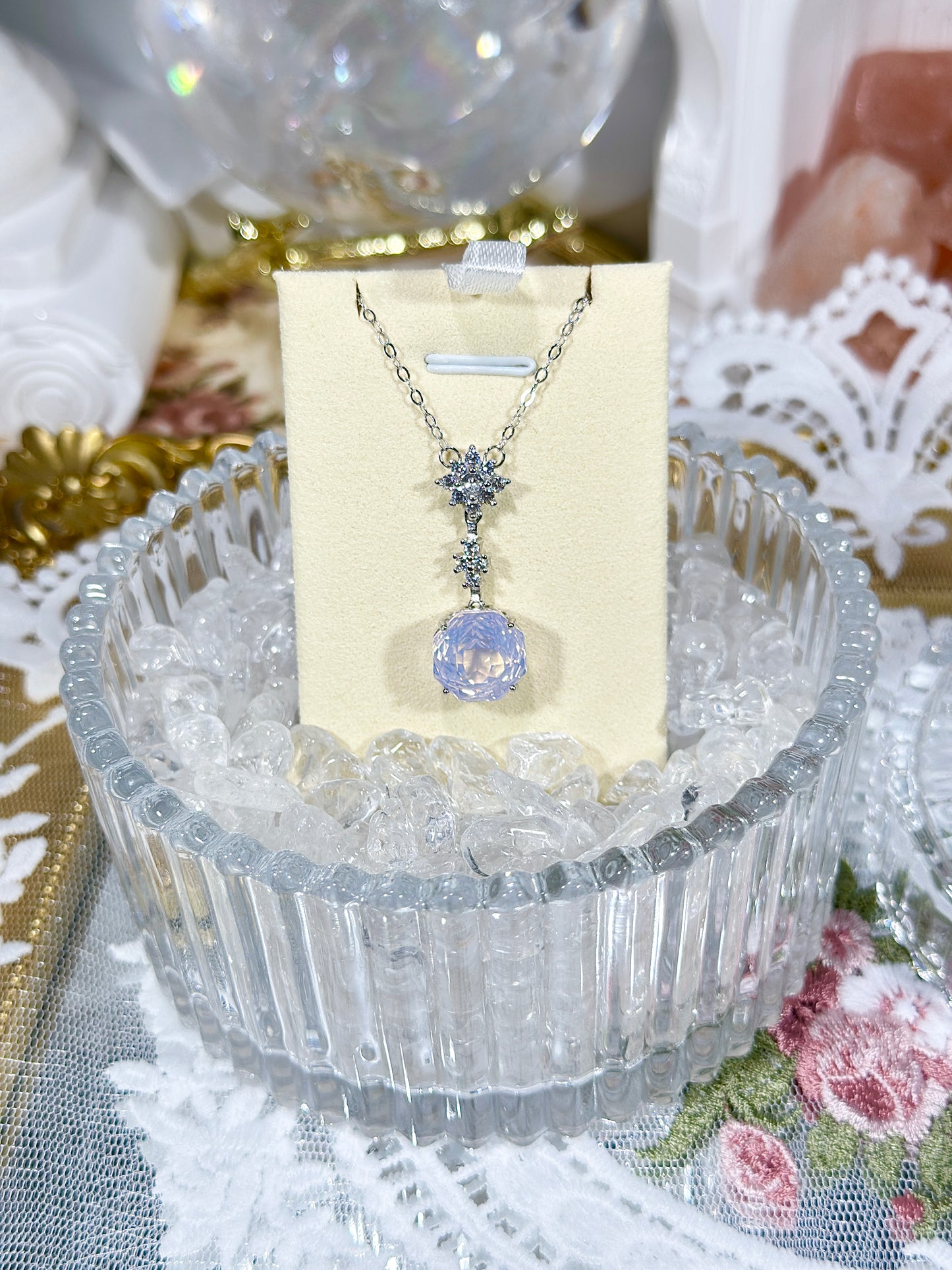 Purple Jade Crystal Necklace S925 Silver