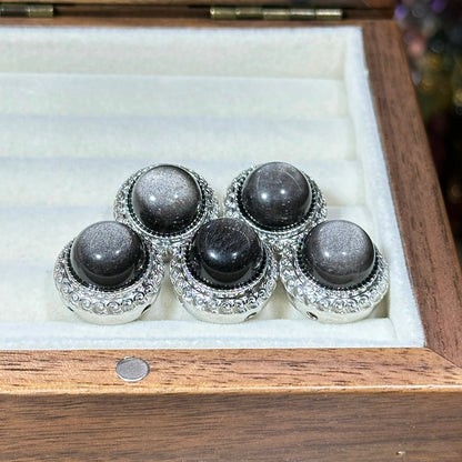 Silver Obsidian Round Rotatable Magic Box