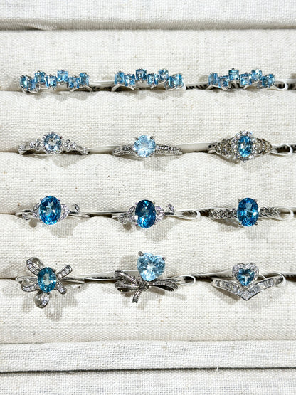 蓝托帕石戒指 S925银