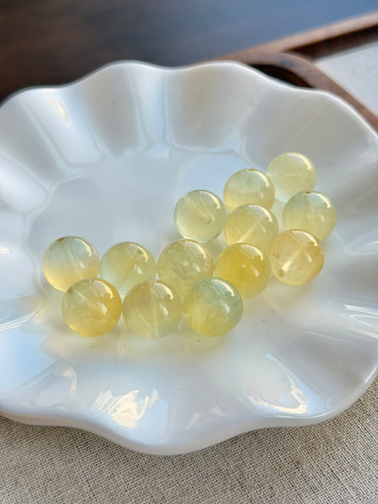 Yellow-green fluorite single bead 14mm+