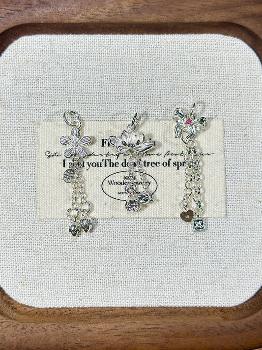 Bright silver tassel drip