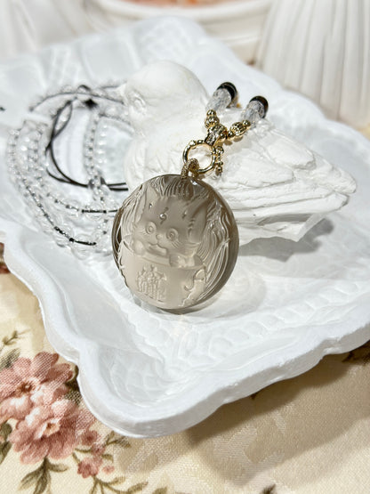 Tea crystal fox necklace