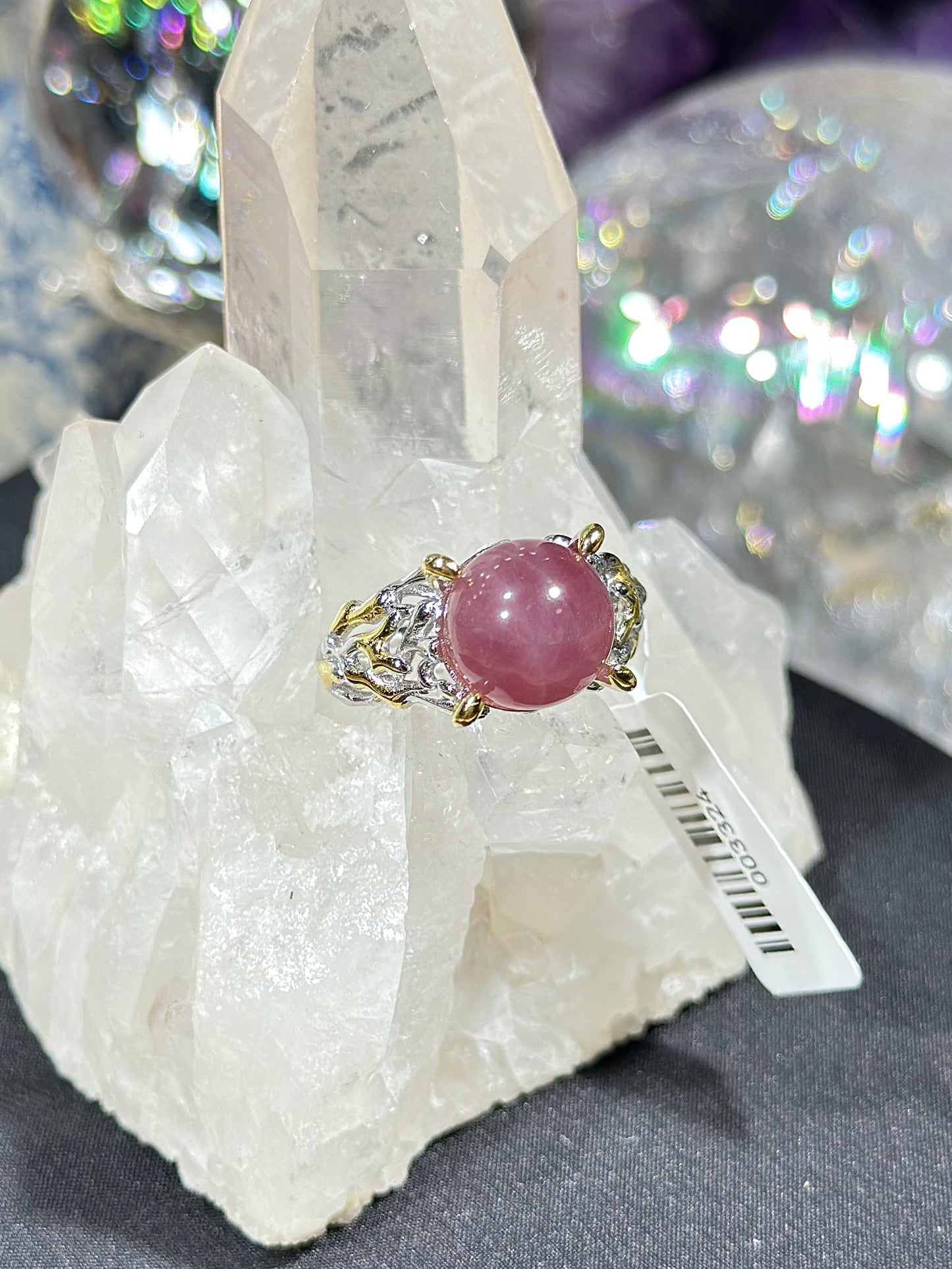 Purple Horse Pink Quartz S925 Silver Ring