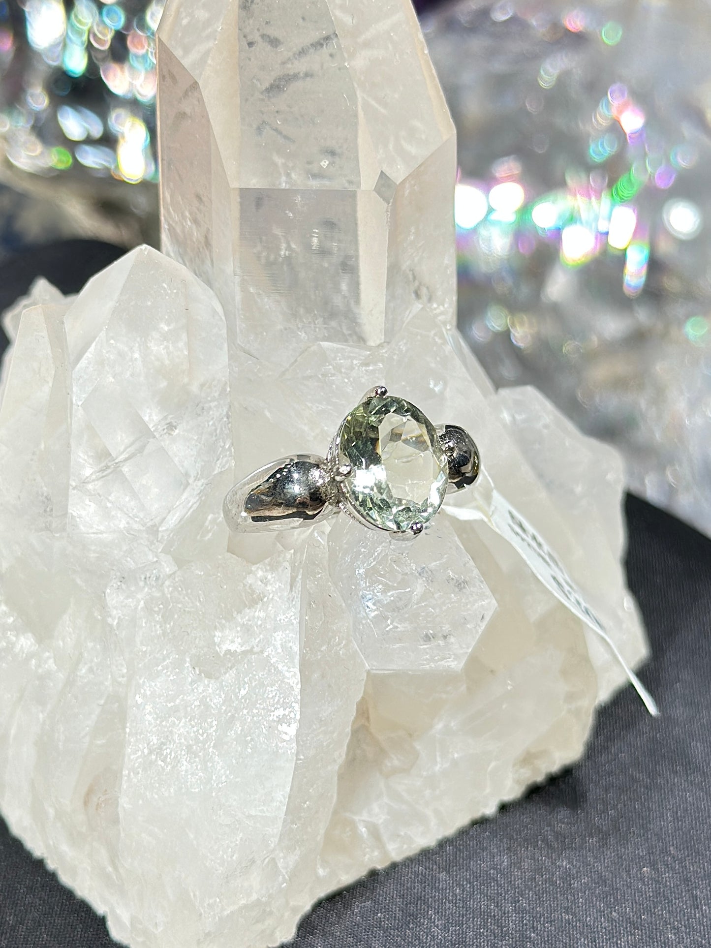 绿水晶S925银戒指