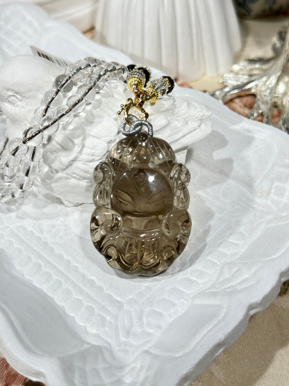 Tea crystal fox necklace